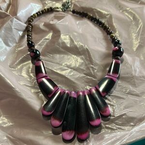 ZAD Pink and Black Art Deco Necklace